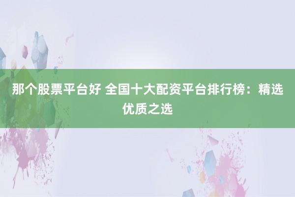 那个股票平台好 全国十大配资平台排行榜：精选优质之选