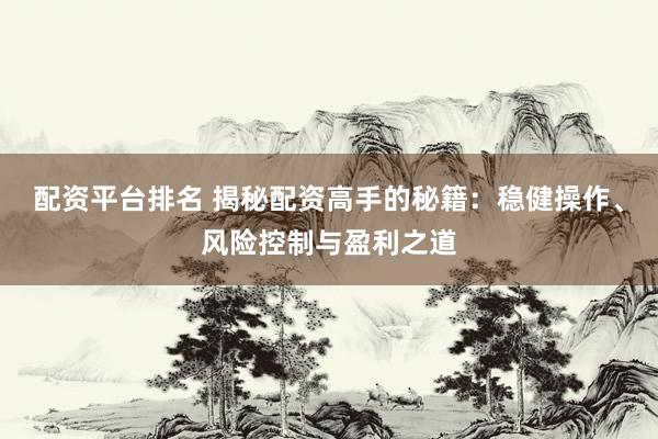 配资平台排名 揭秘配资高手的秘籍：稳健操作、风险控制与盈利之道
