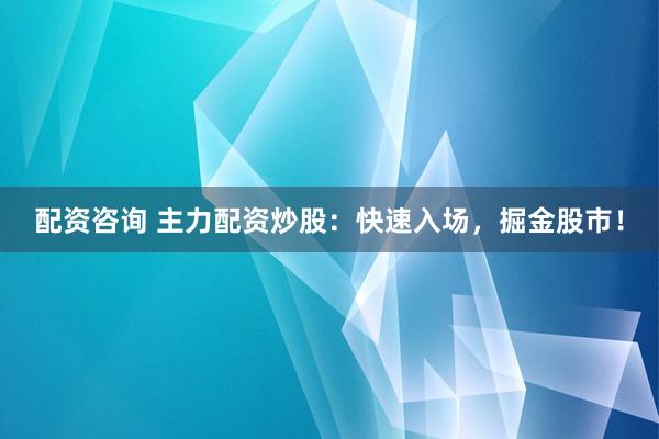配资咨询 主力配资炒股：快速入场，掘金股市！