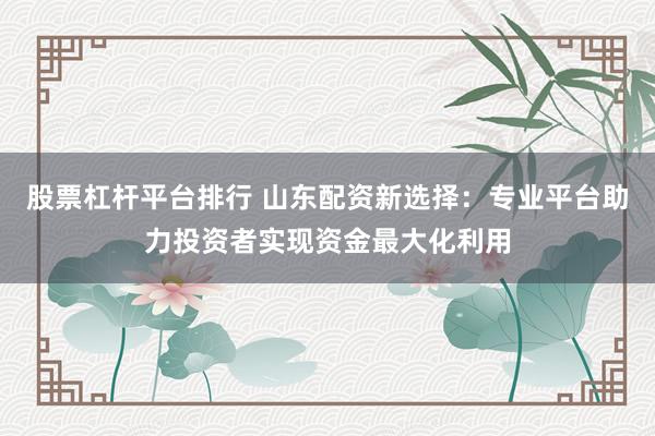 股票杠杆平台排行 山东配资新选择：专业平台助力投资者实现资金最大化利用