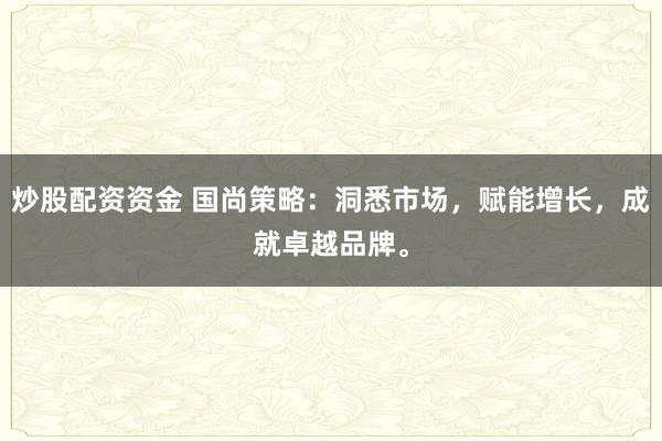 炒股配资资金 国尚策略：洞悉市场，赋能增长，成就卓越品牌。