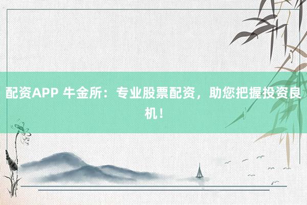 配资APP 牛金所：专业股票配资，助您把握投资良机！