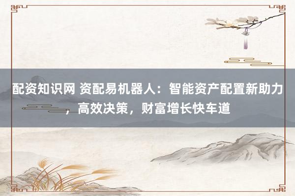 配资知识网 资配易机器人：智能资产配置新助力，高效决策，财富增长快车道