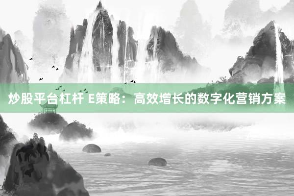 炒股平台杠杆 E策略:高效增长的数字化营销方案