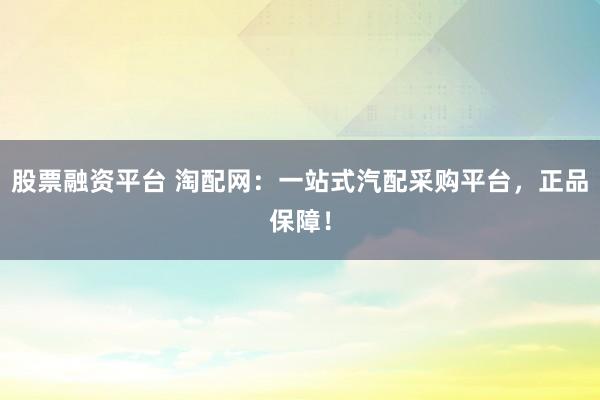 股票融资平台 淘配网:一站式汽配采购平台,正品保障!