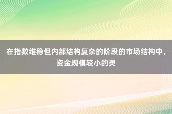 在指数维稳但内部结构复杂的阶段的市场结构中，资金规模较小的灵