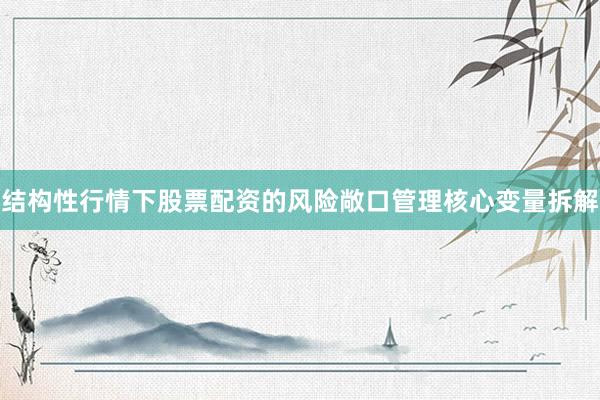 结构性行情下股票配资的风险敞口管理核心变量拆解