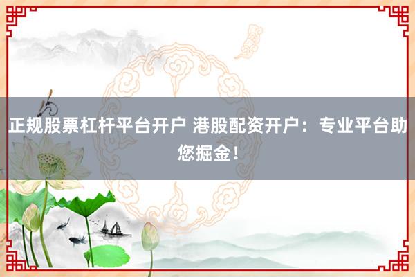 正规股票杠杆平台开户 港股配资开户：专业平台助您掘金！