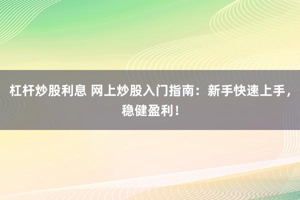 杠杆炒股利息 网上炒股入门指南:新手快速上手,稳健盈利!