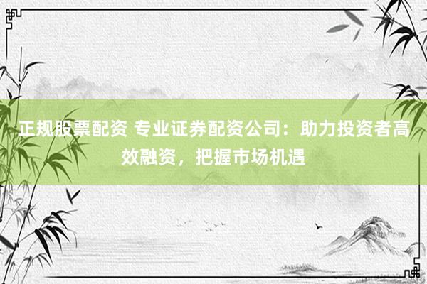 正规股票配资 专业证券配资公司：助力投资者高效融资，把握市场机遇