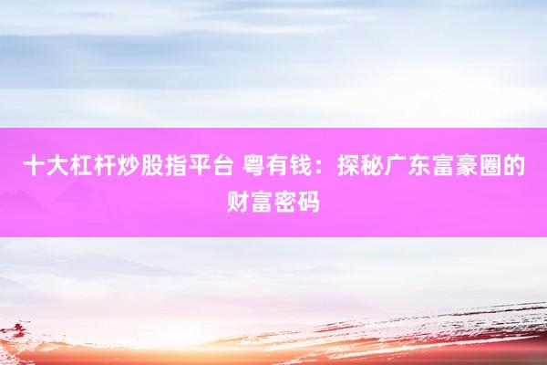 十大杠杆炒股指平台 粤有钱：探秘广东富豪圈的财富密码
